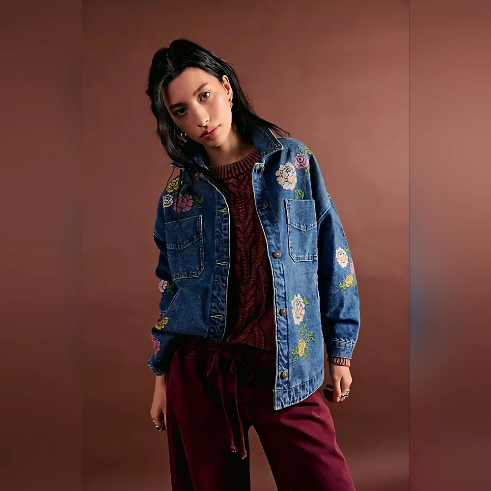 NWOT WTF Madison City Embroidered Jacket By Free People - Picture 1 of 8